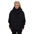 thumbnail image 1 of WEAIXIMIUNG Maternity Sweatshirt Zip High Necked Hooded Spring and Autumn Solid Color Functional Fashion High Street Hop Style Design Loose Fitting Hoodie, 1 of 9