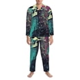 thumbnail image 3 of Susaid Cartoon Art Skull Print Men's Long Sleeve Pajama Set, Two-Piece Button-Down Loungewear PJs Set, Comfortable Sleepwear for Relaxation-X-Large, 3 of 7