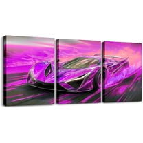 Hieng Race Car Canvas Wall Art for Living Room Bedroom Red Blue Picture Wall Decor for Bathroom Speed Sports Car Kids Boys Girls Artwork Posters Extreme Sports Painting(Only canvas)