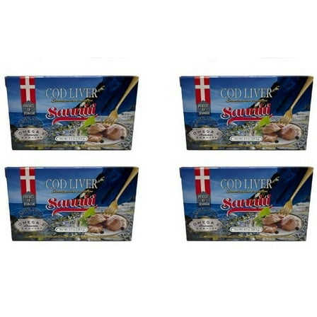 Sanniti Cod Liver, Scandinavian Edition Canned Fish, 4.3 oz /each (4 Pack)