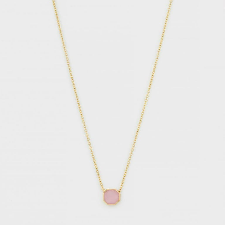 RED QUARTZ CLOVER YELLOW GOLD NECKLACE