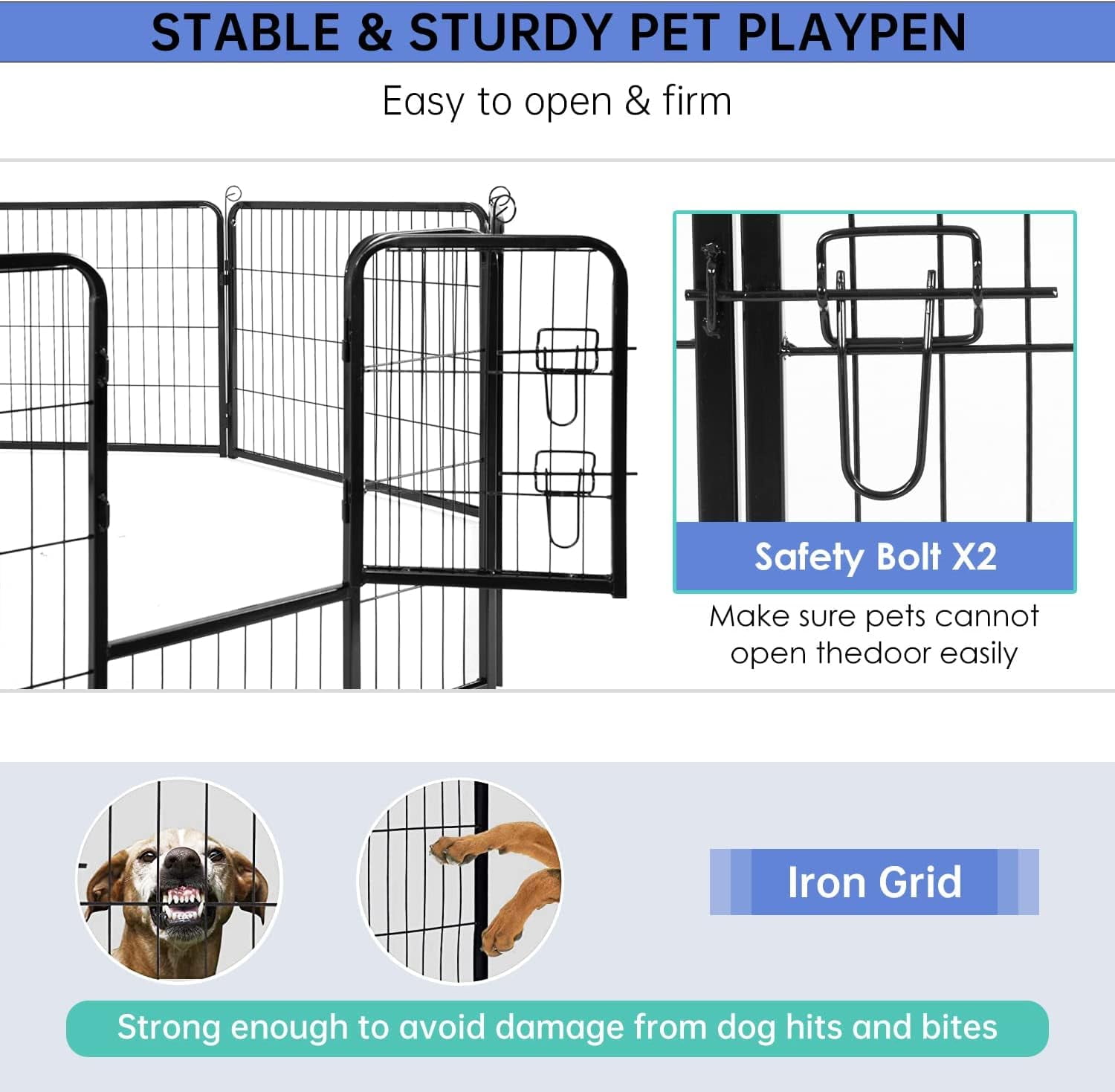BestPet Dog Playpen Pet Dog Fence 32"Height 32 Panels Metal Dog Pen