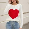 thumbnail image 6 of SYMOID Womens Beige Crew Neck Sweater - 100% Polyester Soft Cable Knit with Textured Heart, Long Sleeves, Curved Hem, Casual Cute for Valentine's Day & Daily Wear, S-XL,Size L, 6 of 6