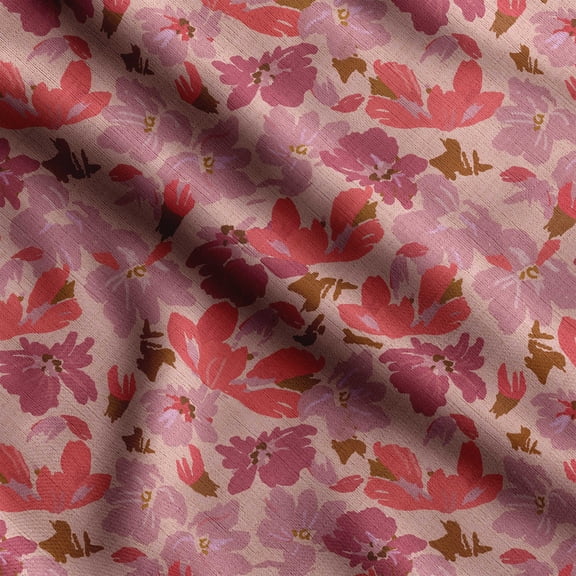 Soimoi Floral Print,Cotton Cambric, Quilting Fabric Sold by The Yard 42 Inch Wide, Medium Weight Cotton Fabric, SewingSupplies,Peach & Yellow