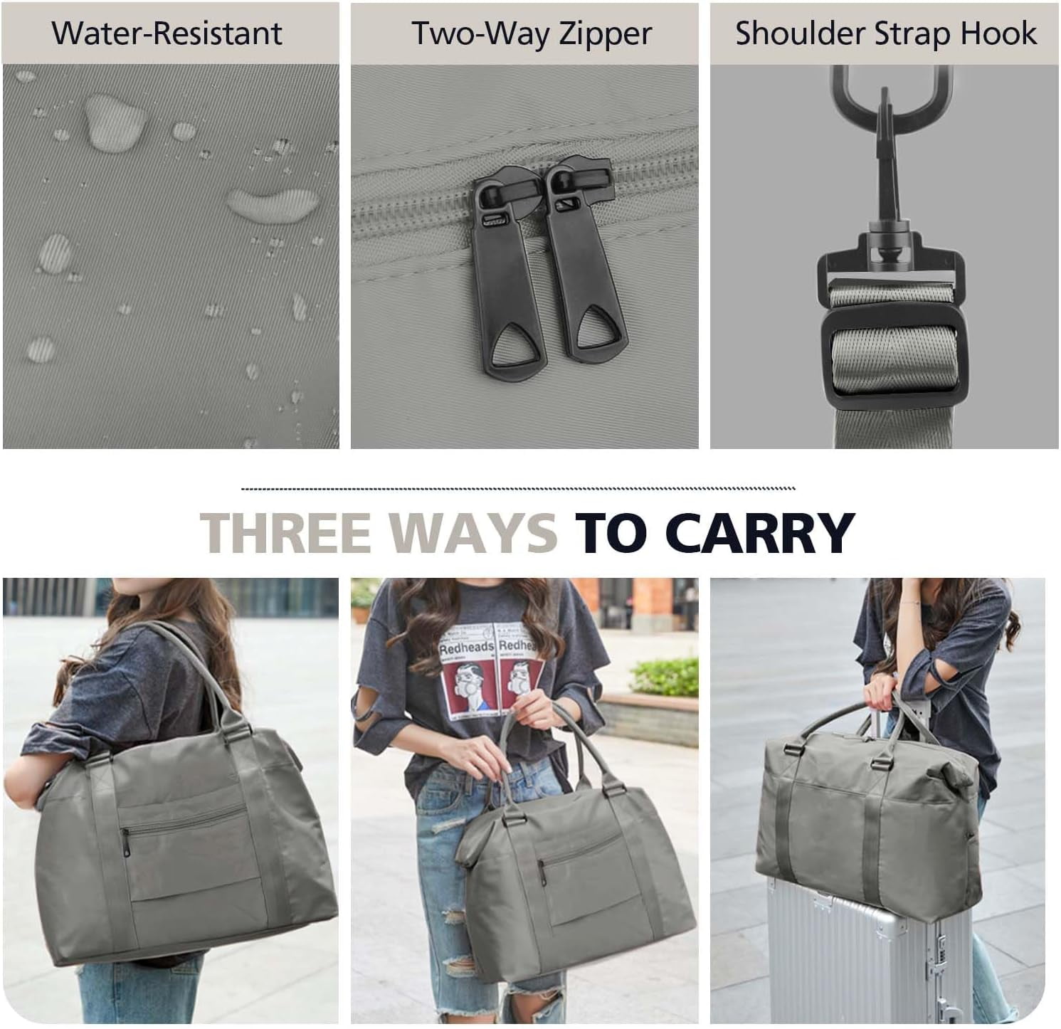 Travel Duffle Bag, Waterproof Weekender Bag Carry On Tote Bags for Women, Duffel Bag Sport Gym Bag for Men, Hospital Bag for Labor and Delivery, Overnight Bag Luggage Bag with Trolley Sleeve