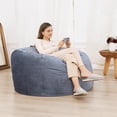 thumbnail image 2 of 4ft gris giant velvet bean bag chair filled con foam para sala de estar y dormitorio, 2 of 8