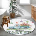 thumbnail image 4 of Round Area Rug 4ft, Happy Easter Bunnies Blue Truck Non-Shedding Washable Area Rug, Watercolor Eggs Tulip Non Slip Low-Profile Circle Rugs for Living Room, Bedroom Dining Room, 4 of 9