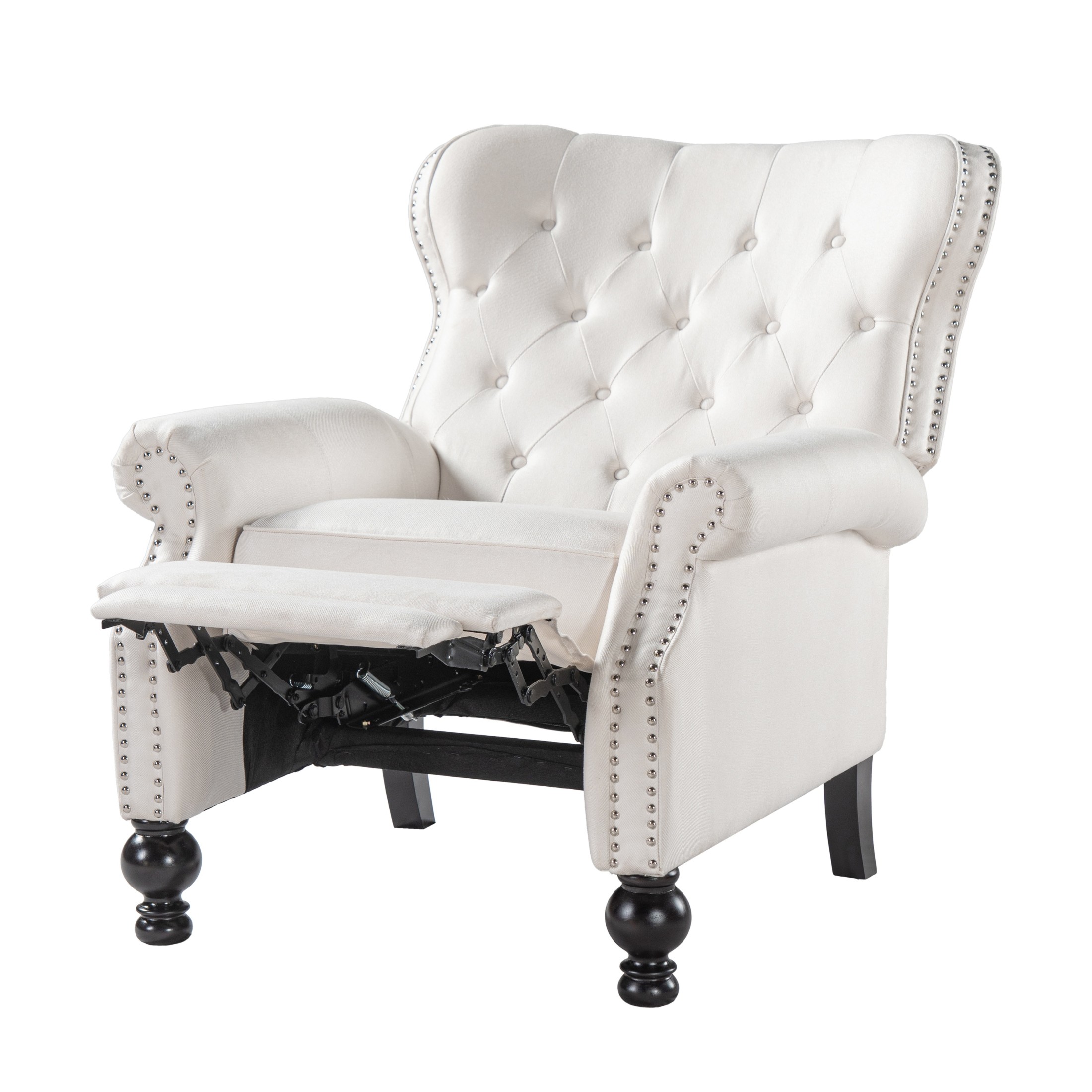 Christopher Knight Home Modern Manual Push Back Recliner with Rolled Arms, Nailhead Trim, Beige