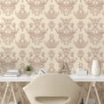thumbnail image 2 of Ambesonne, Damask Peel & Stick Wallpaper for Home, Rococo Renaissance Flowers, 13"x100", Pale Camel Pale Redwood, 2 of 5