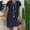 *Dark Blue, variant on U Women's Linen Blend Short Sleeve V Neck Loose Fit Dress ,Solid Color Casual Summer Midi Dress Green^,Womens Plus XXL