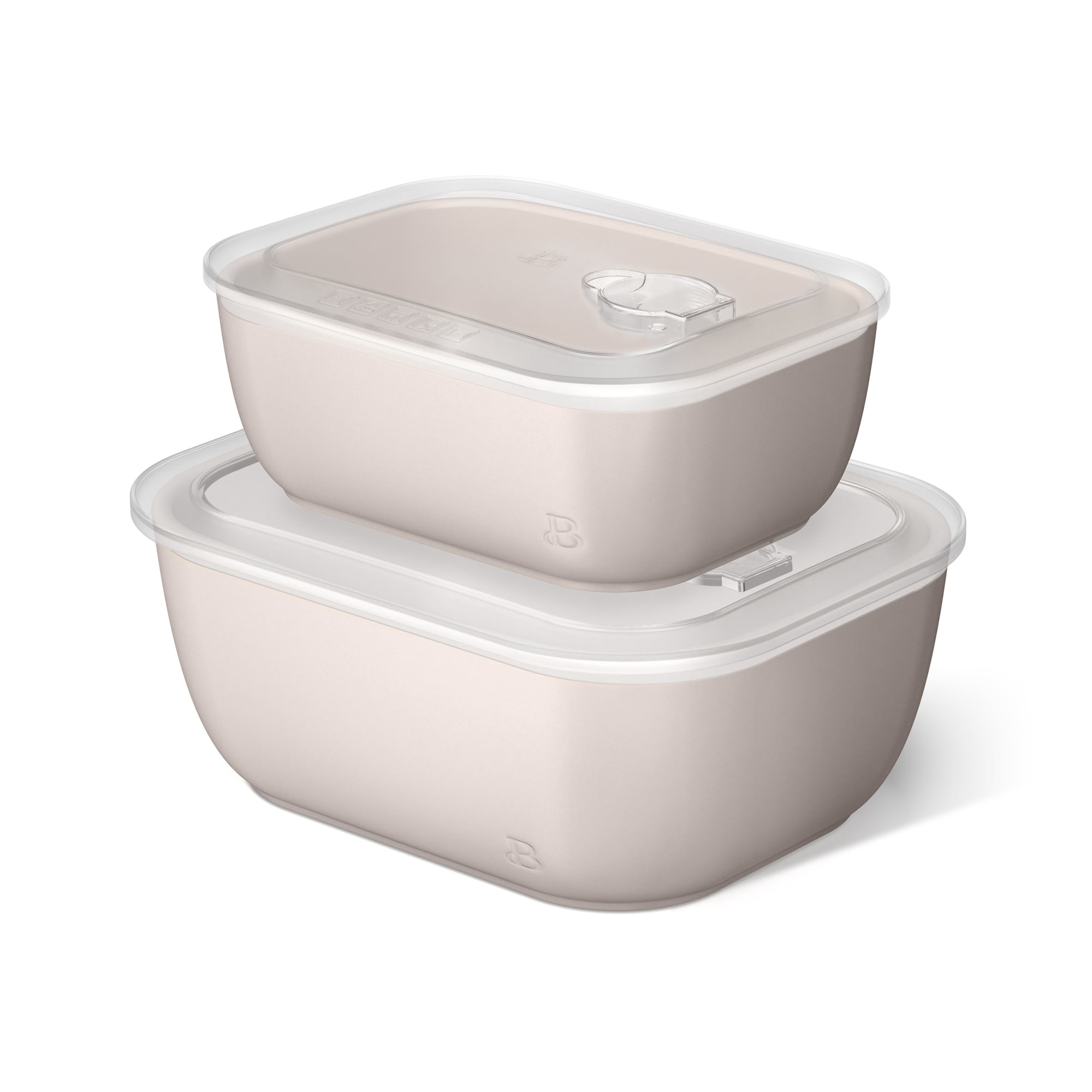 Beautiful by Drew Barrymore 4-Piece Stoneware Bake and Store Set, Porcini Taupe