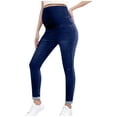 thumbnail image 2 of ZVNAΖH Women's Petite Maternity Skinny Jeans, High Waist Belly Support Stretch Denim Pants with Pockets, S-XL, 2 of 5