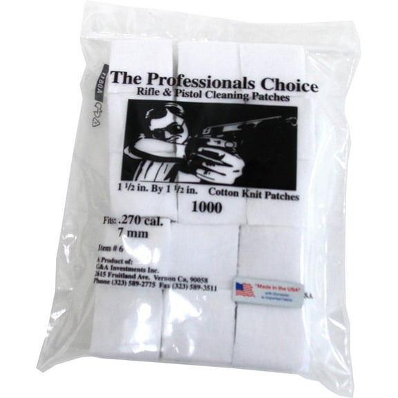 The Professionals Choice Square Knit Cleaning Patches .270 Cal / 7mm 1000 pack