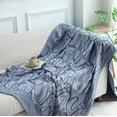 thumbnail image 2 of Fennco Styles Modern Paisley Knit Throw Blanket 50"W x 60"L – Blue Bohemian Lightweight Blanket for Indoor Outdoor, Couch, Bedroom, Living Room and Office Décor, 2 of 3