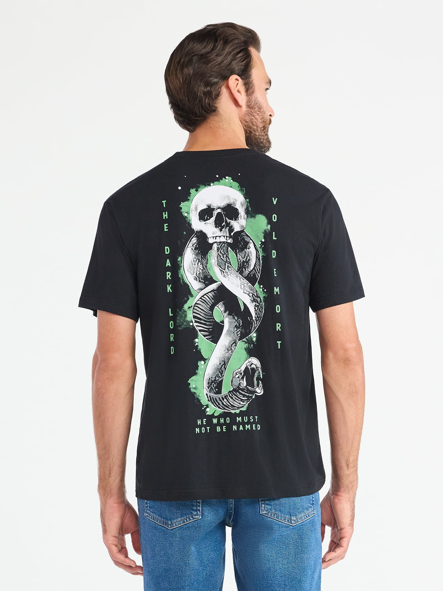 Harry Potter Men's and Big Men's Voldemort Front Back Graphic Tee with Short Sleeves, Sizes S-3XL