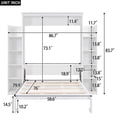 thumbnail image 2 of Full Size Murphy Bed Wall Bed - White Space-Saving Design with LED Lights, 2 of 8