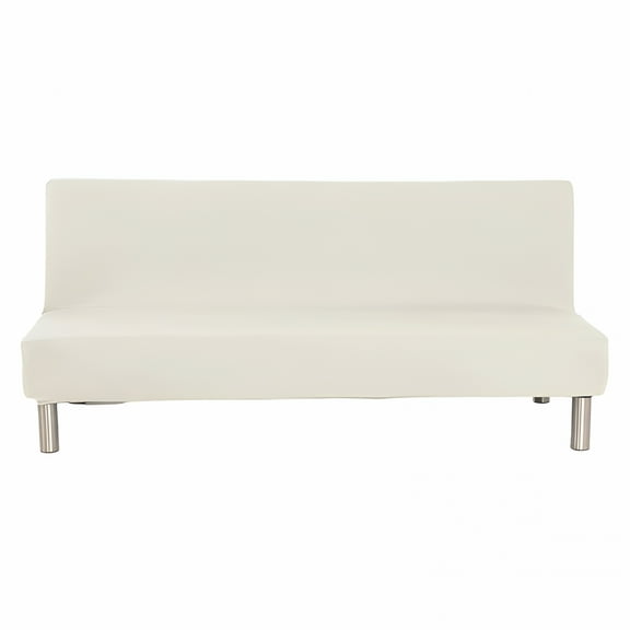 AUQ Stretch Futon Cover Armless Sofa Slipcover Futon Covers Full Size Foldable Sofa Bed Covers with Elastic Band,Machine Washable (Beige)