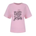 thumbnail image 3 of Camisetas de Manga Corta para las Mujeres Impresas Cuello Redondo Camiseta, Blusa Suelta de Poliéster Casual para el Trabajo, Diario Y Primavera Invierno, 3 of 6