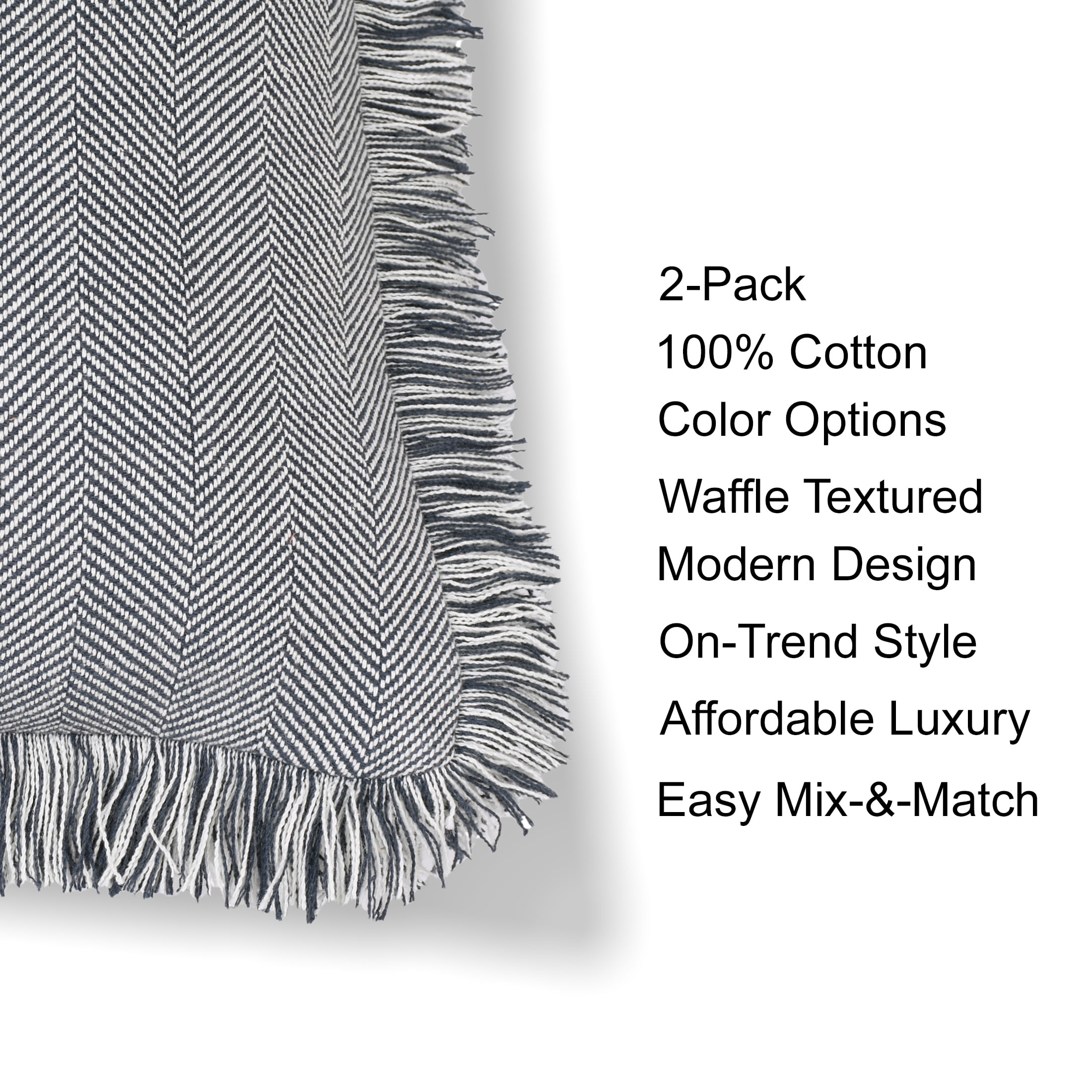 Mainstays Fringe Cotton Herringbone Decorative Pillow, 20" x 20"