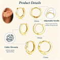 thumbnail image 2 of YEUOYEA 3 Pairs Small Gold Hoop Earrings Set for Women, 14K Gold Plated Hypoallergenic Dainty Cute Huggie Hoops, Jewelry Gift, 2 of 7
