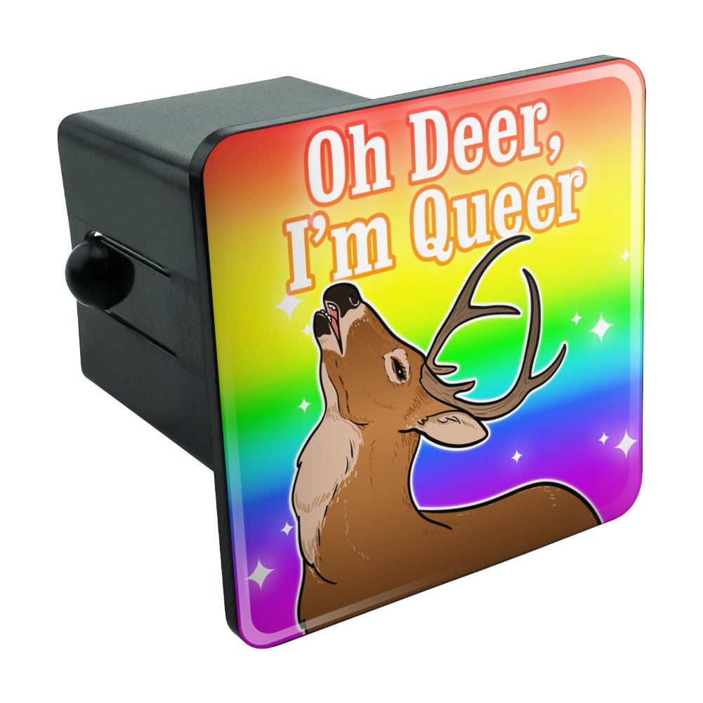 Oh Deer Im Queer Rainbow Pride Gay Lesbian Funny Tow Trailer Hitch Cover Plug Insert 2