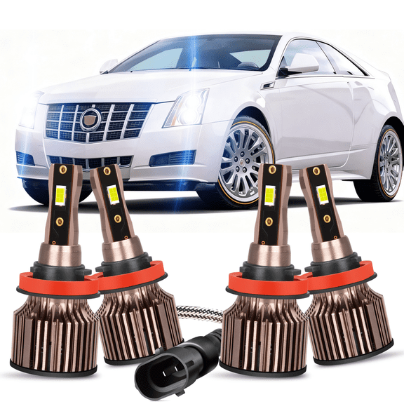 Fits 2009-2014 Cadillac CTS LED Headlights Bulb H11 High Beam H11 Low Beam Lamp Set