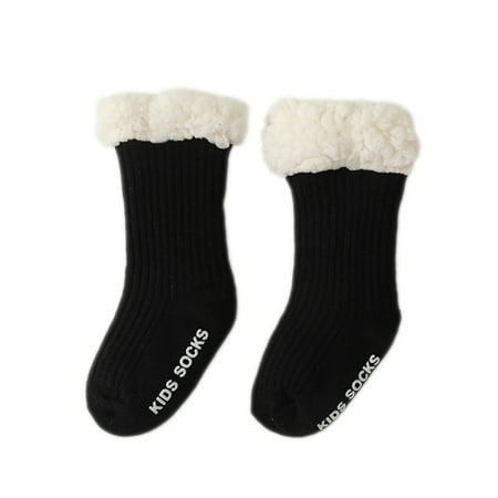 

Cuteam 1 Pair Practical Anti-slip Baby Socks More Thicken Close Fit Cashmere Infant Socks for Daily Wear