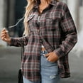thumbnail image 5 of Womens Plaid Shirt Jacket Long Sleeve Button Down Gingham Cardigan Coat Lightweight Fall Collared Shirts Tops Khaki, 2XL, 5 of 7