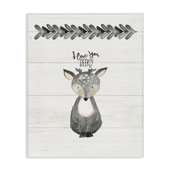 Stupell Industries Cottage I Love You Deerly Canvas Art, 16 x 20, by Jo Moulton