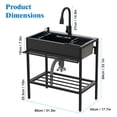 thumbnail image 2 of Dbuoem Single Bowl Kitchen Sink with Cold and Hot Water Faucet, Storage Shelf, Hoses and Drain Kit, Free Standing Sink Cabinet for Laundry Room Kitchen Garage Outdoor, 2 of 11
