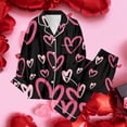 thumbnail image 4 of XIYON Women's Pajama Set Valentines Pajama Heart Printed Sleepwear Long Sleeve Top And Pants Soft Cozy Loungewear Soft Sleepwear Loungewear, 4 of 6