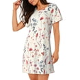 thumbnail image 2 of Picia Wildflower Watercolor 3 Pattern Women’s Nightdress – Casual Short-sleeved Loose-Fit Sleepwear, Soft Cotton Short-Sleeve Sleep Shirt for Relaxation & Comfort, 2 of 6