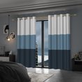 thumbnail image 6 of Lfeey Navy Blue Striped Curtains, Color Blocked Room Darkening Curtains 63 inch Long, Set of 2, 6 of 6