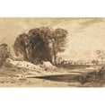 thumbnail image 2 of John Varley 14x11 Gold Ornate Wood Frame and Double Matted Museum Art Print Titled - Trees on a Knoll by a Stream (ca. 1830), 2 of 4