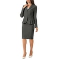thumbnail image 4 of Conjunto de falda de 2 piezas para mujer INSPIRE CHIC, blazer peplum, falda lápiz de cintura alta, atuendo de trabajo L gris oscuro, 4 of 6