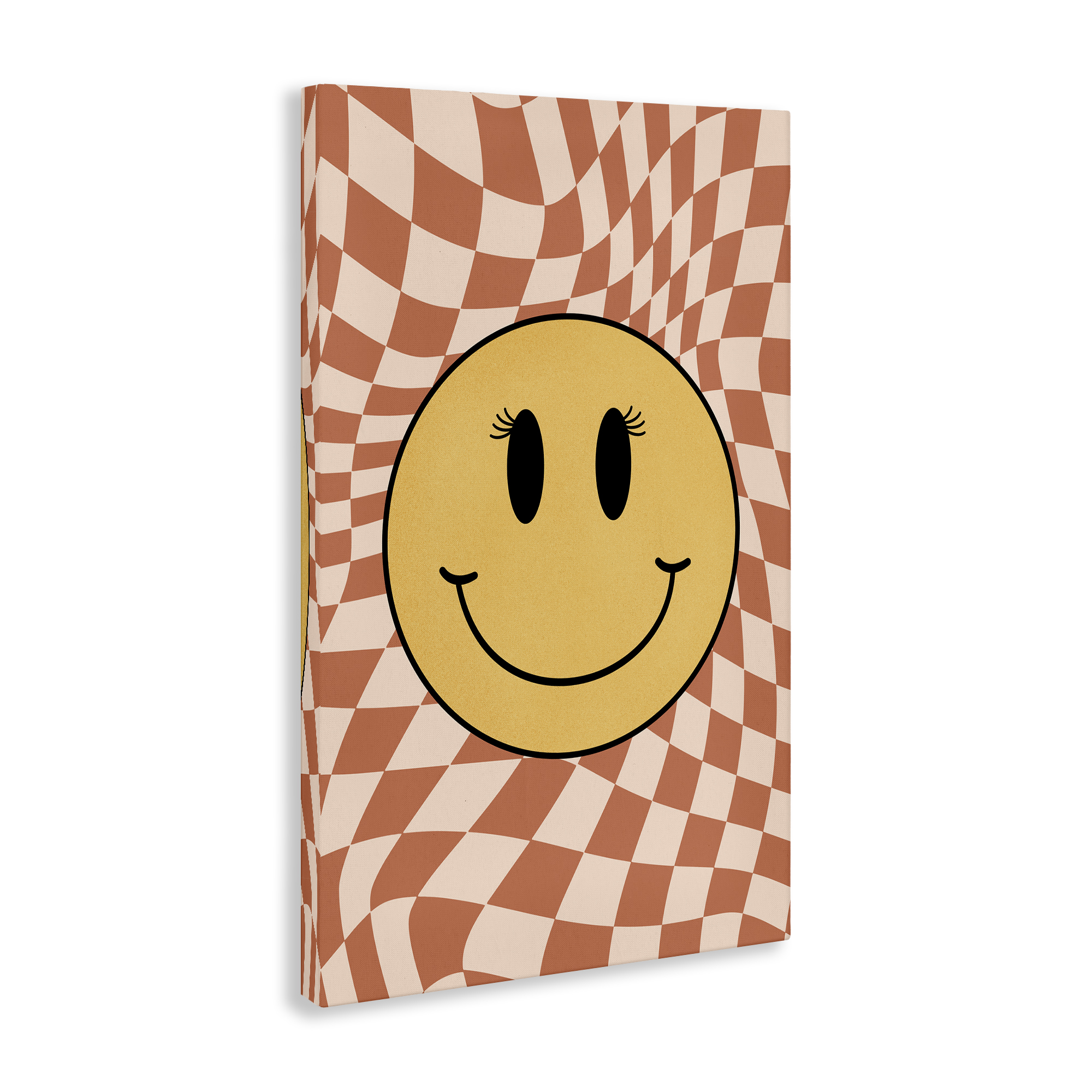 Stupell Industries Retro Checkered Smiley Novelty & Humor Painting Wrapped Canvas Art Print Wall Art, 20 x 30