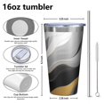 thumbnail image 4 of 16oz Tumblers Black White Gold Marble Pattern Stainless Steel Vacuum Insulated Double Wall Travel Tumbler Cups Mug with Lid and Straw,Cleaning Brush for Coffee,Tea, 4 of 4