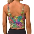 thumbnail image 3 of Vsdgher Colorful Dinosaur Print Women Sleeveless Athletic Tank Top Built-in Bra Camisole Sports Vest for Yoga Running Fitness Exercise with Removable Pads, 3 of 8