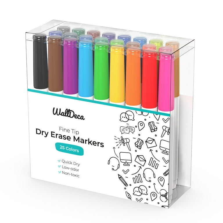 Scribbledo 36 Pack Dry Erase Markers Fine Tip Assorted Classic Colors Whiteboard Markers with Eraser Cap Thin Low Odor Skinny