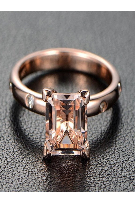 Limited Time Sale: 1.10 Carat Peach Pink Morganite (princess cut Morganite) and Diamond Engagement Ring in 10k Rose Gold