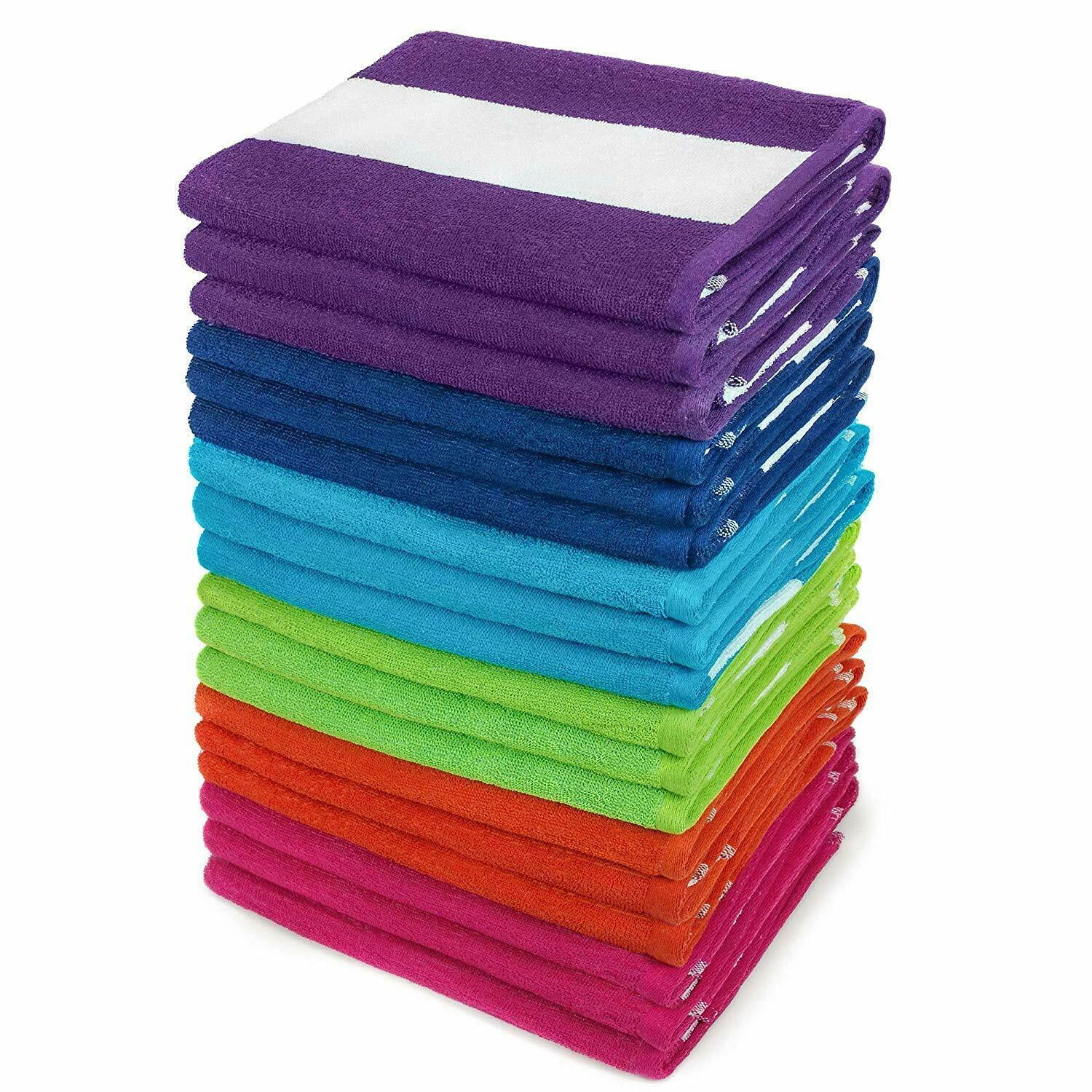 Ben Kaufman 100% Cotton Velour Towels - Large Cotton Towels - Soft &  Absorbant - Assorted Striped Colors - 30” x 60” - 4 Pack