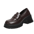 thumbnail image 2 of Fall Dress Shoes for Women, Platform Loafers with Block Heel & Cushioned Footbed, Available in Wide Widths for Work, Outing, and Stylish Brown 39, 2 of 4