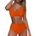 thumbnail image 4 of QUNYINEY Womens Swimsuits Orange Bikini Two Piece Bathing Suit High Waisted Swimsuit Sets, 4 of 6