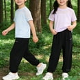 thumbnail image 6 of SGFCWSX Girls Sweatpants Elastic Waist Soft Loose Fit Jogger Pants with Elastic Cuffs for Kids Black Size 4 Years, 6 of 6