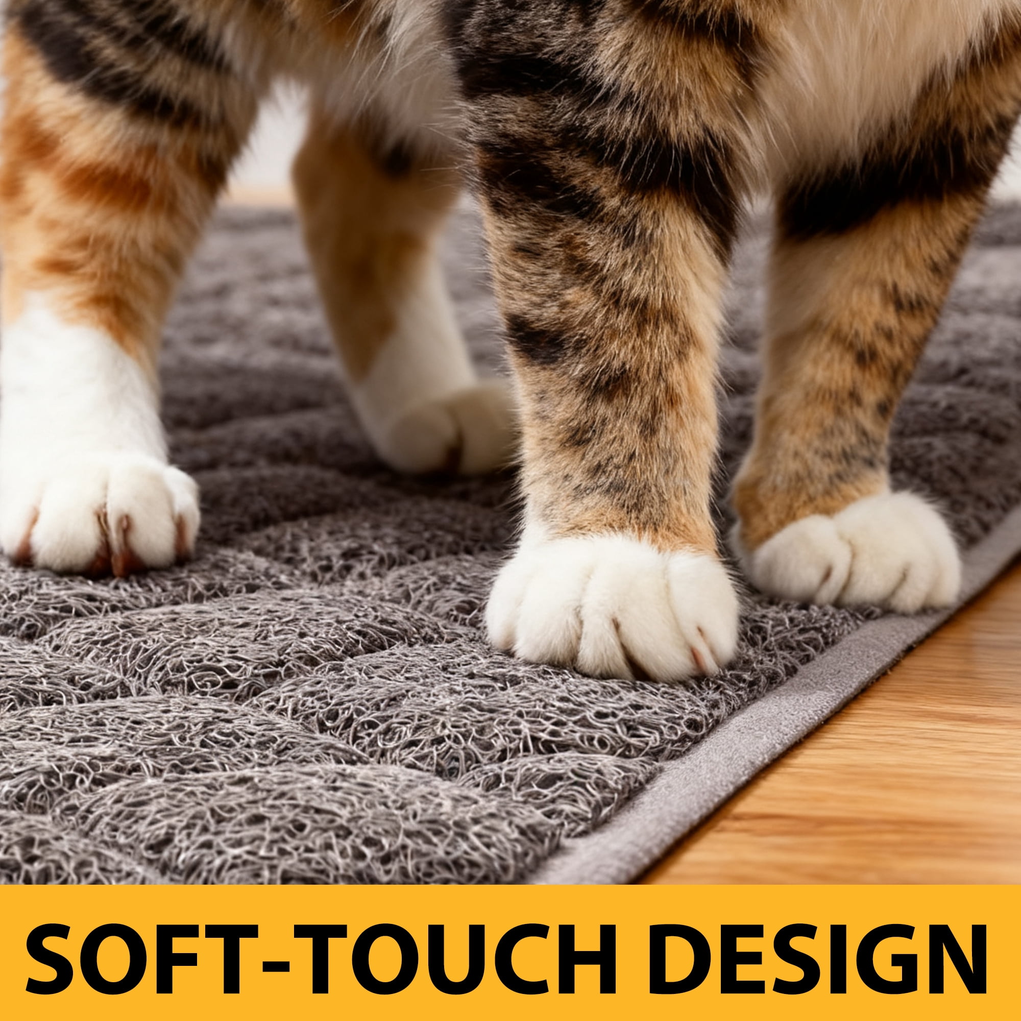 GARITIN Cat Litter Mat 35'' x 23'', Cat Mat for Litter Box Non-Slip Kitty Litter Trapping Mat, Gray