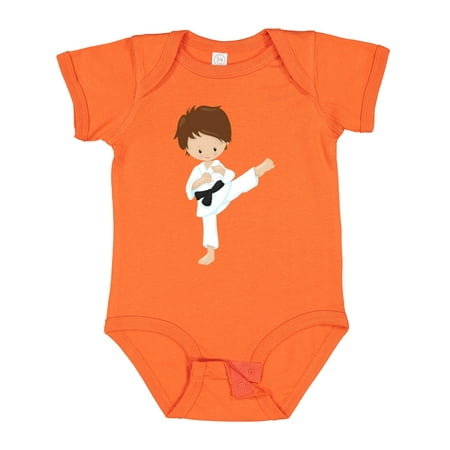 

Inktastic Karate Boy Cute Boy Brown Hair Black Belt Gift Baby Boy Bodysuit