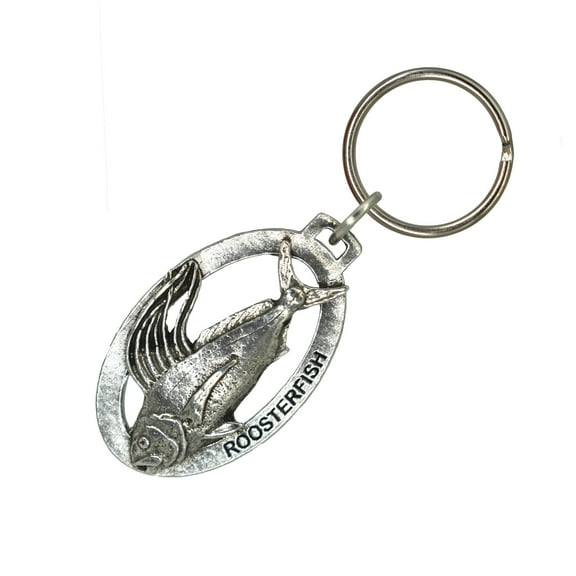 Roosterfish Keychain, Saltwater Fish, S024KC, Key Fob, Key Ring, Keys, Zipper Pull, Luggage Tag, Pewter, Backpack, Over 300 Keychains Designs, Handmade in the USA