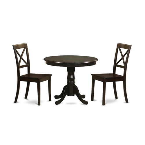 East West Furniture Antique 3-piece Wood Dining Set in Linen White