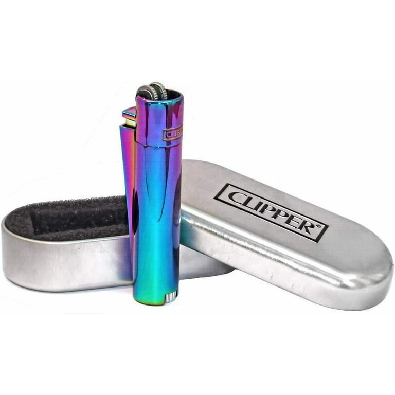 Tidsplan Det finansiere CLIPPER METAL LIGHTER - Full Size Refillable Flint Lighter Icy Purple  Rainbow Swirly Collection with Gift Box Case - Walmart.com