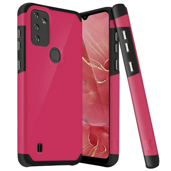 TJS for Wiko Voix Case, Dual Layer Hybrid (Magnetic Mount Friendly) Shockproof Drop Protection Impact Phone Cover Case (Red)